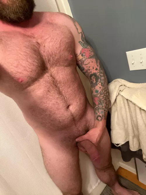 Just out of the shower