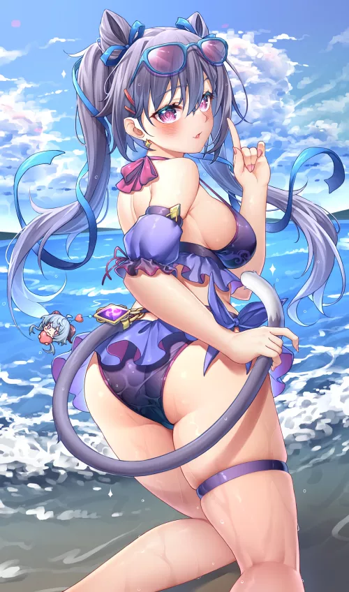 Keqing with Ganyu keychain (yuukishita2411) [Genshin Impact]