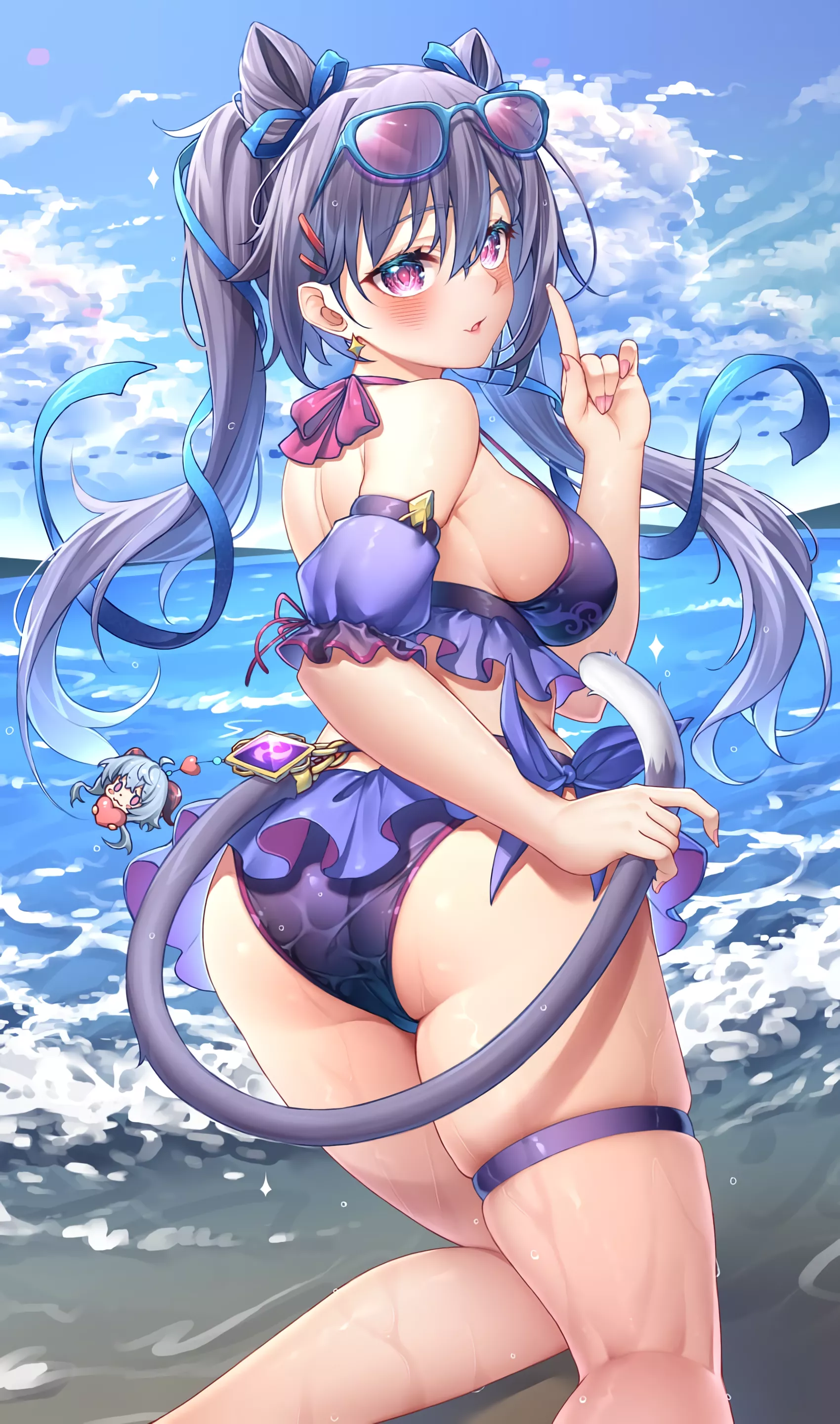 Keqing with Ganyu keychain (yuukishita2411) [Genshin Impact]