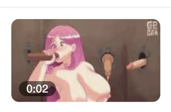 LF Color Source: 1girl, 3boy, big tits, Gloryhole, blushing, nude, blowjob, pink hair, long hair, [text blurry]