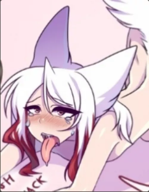 LF Color Source: 1girl, crying, white hair, red hair, fox girl, fox ears, tongue out, ahegao, eyes open, long hair, hair between eyes,