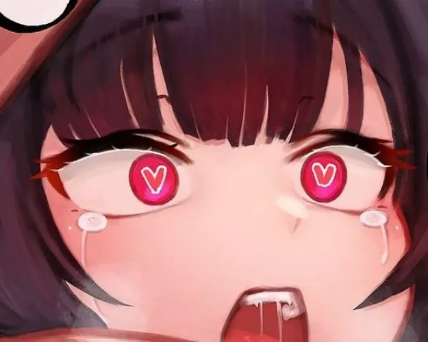 LF Color Source: 1girl, red eyes, heart eyes, black hair