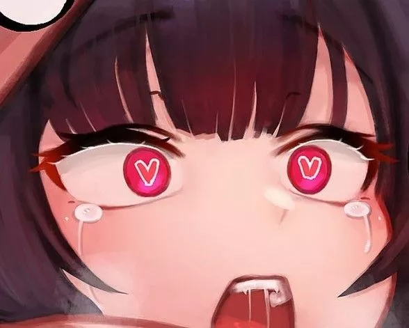 LF Color Source: 1girl, red eyes, heart eyes, black hair