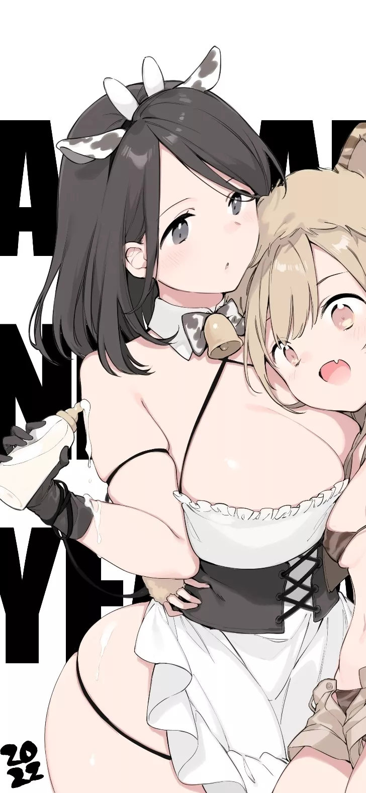 LF Color Source: 2girls, milk, cow_ears, big breasts