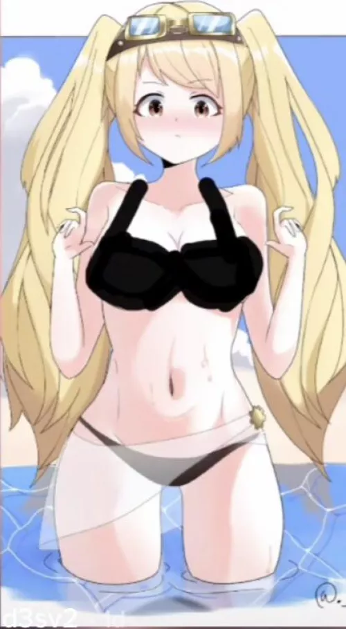 LF Color Source, blonde, long hair, swimsuit, water, goggles