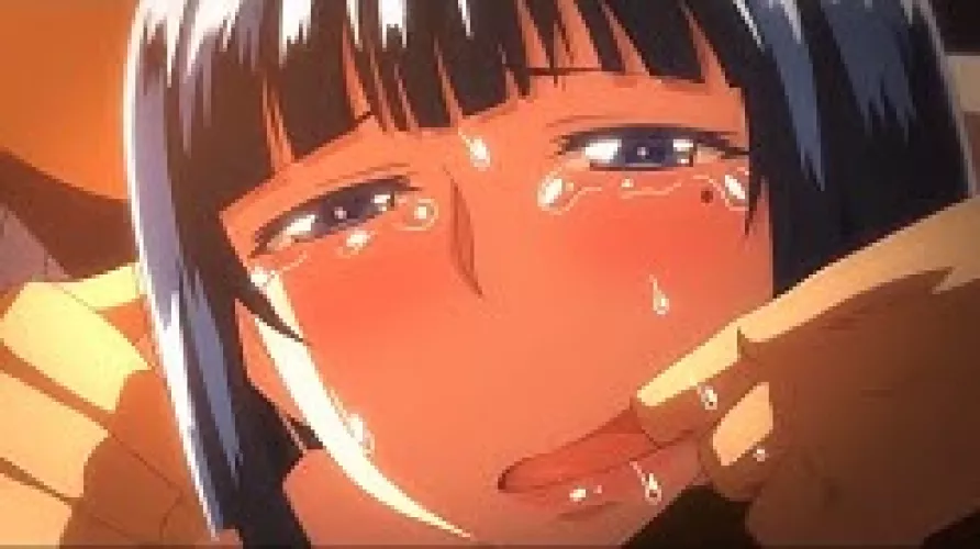 lf color source: Blue hair, short hair, tear, 1girl, 1boy