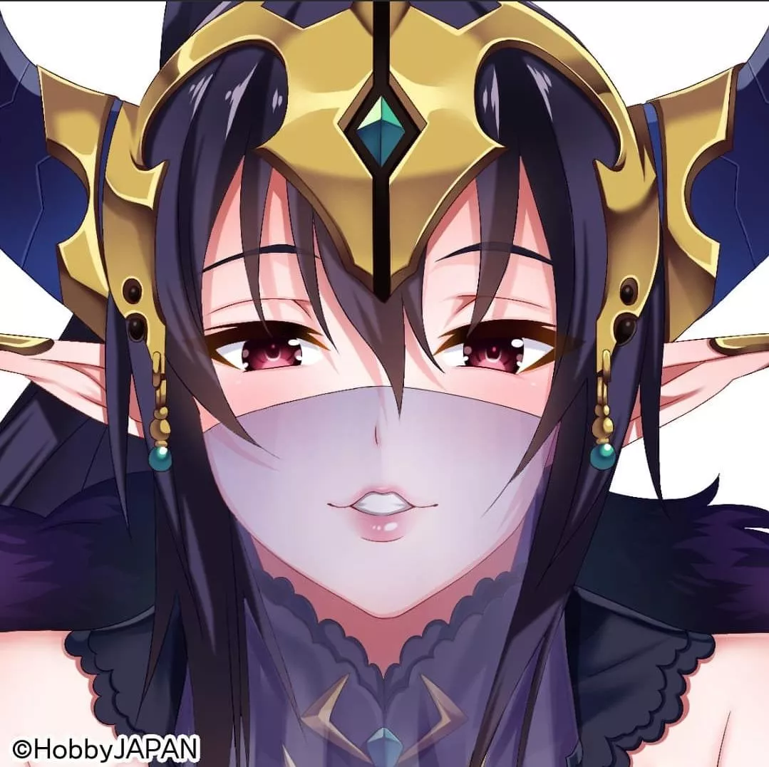 LF Color Source: Queen's Blade, elf ears, see through mask, gold head piece, red eyes, dark hair, purple/black clothing, ©️HobbyJAPAN LF Color Source: Queen's Blade, elf ears, see through mask, gold head piece, red eyes, dark hair, purple/black clothing, ©️HobbyJAPAN