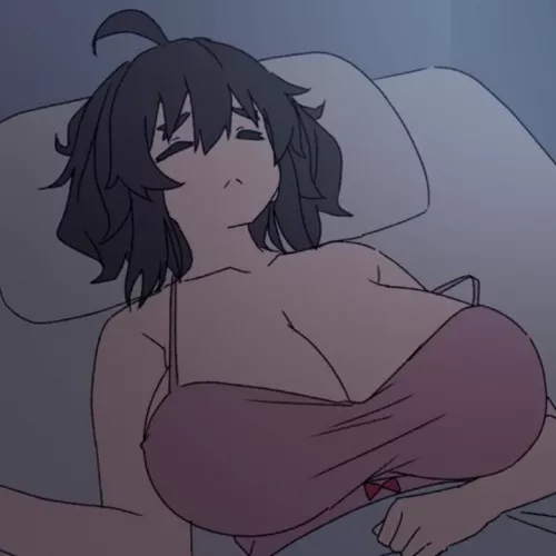 LF color source: short hair, black hair, asleep, big titties, crop top(?)