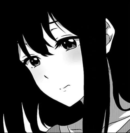 LF Mono Source: 1girl, black hair, hair between eyes, cropped, collarbone