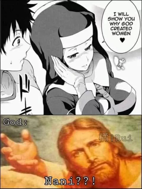 LF Mono Source : nun, 1boy, sfx, blushing , ''I will show you why god created women'' , god meme LF Mono Source : nun, 1boy, sfx, blushing , ''I will show you why god created women'' , god meme
