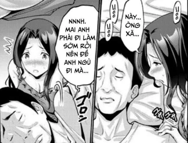 LF mono source: wife, husband, bed clothes, sleeping, blushing, “nay ong xa”, “nnnh. Mai anh phai di lam som roi nen de anh ngu di ma…”, “haa”….