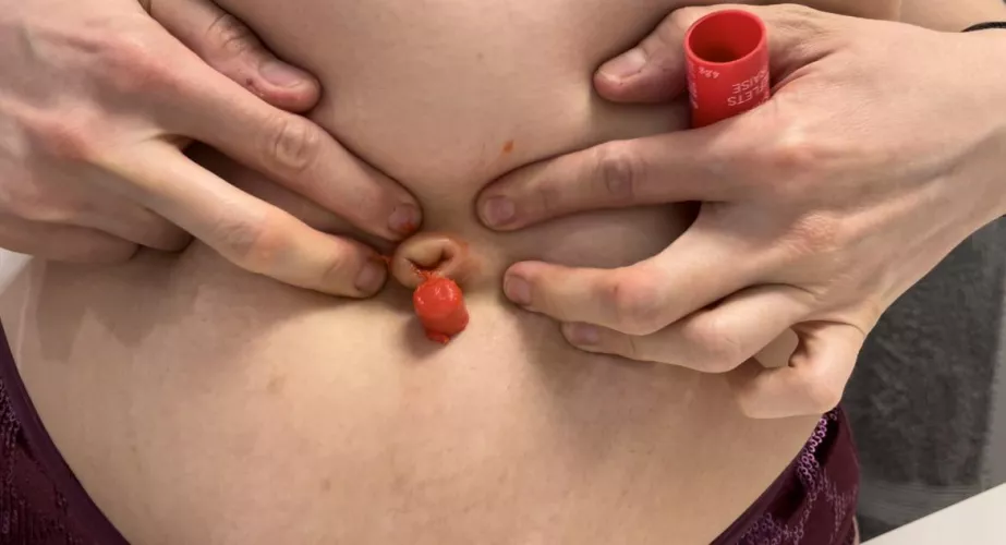 Lip gloss broke off while I was fucking my belly button with it