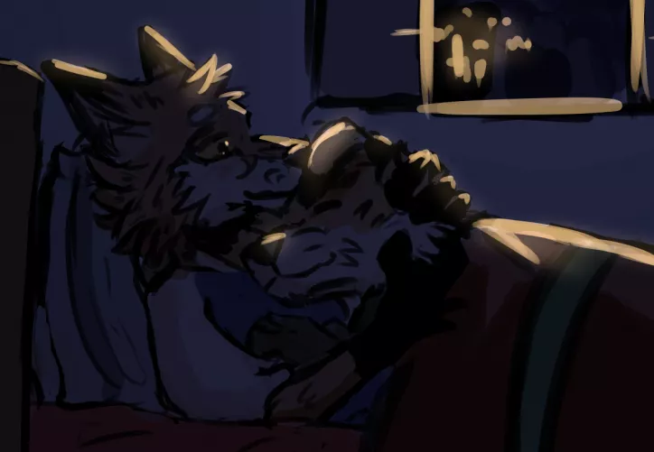 little cuddle before sleep :P | art by me