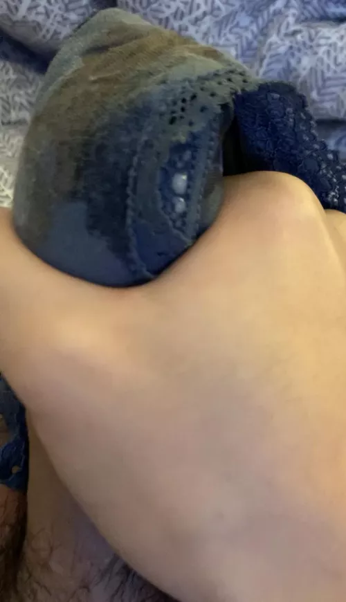 Look at my cum oozing out of her dirty panties…