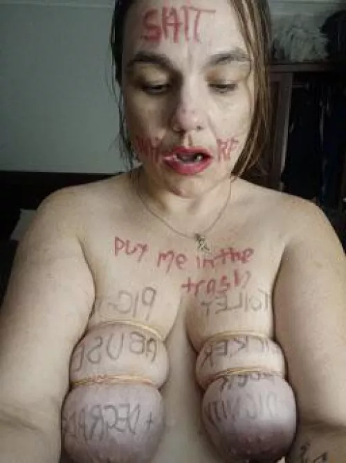 Look at my latest humiliation whore. The pig can’t get anything else but degradation.