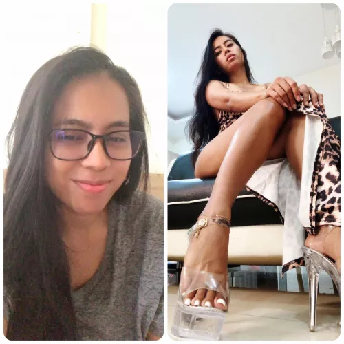 Looking for someone to help me achieve my best bimbo potential 🥰 So horny just after putting a hot pair of clear hooker heels on🥵🥵 I love being all dolled up 🤤