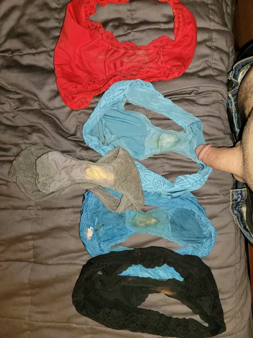 Lots of my wife's dirty panties to be defiled