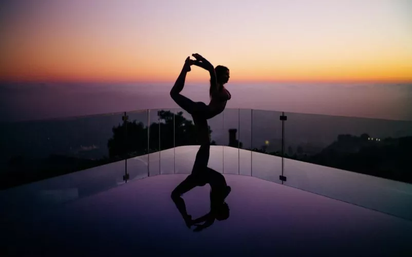Lovely sunset dancer pose