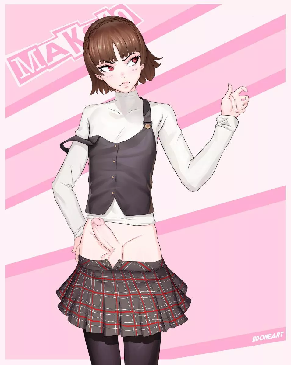 Makoto’s skirt couldn’t hide her dick