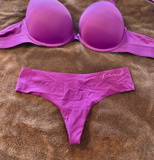 Matching silky Victoria Secrets are my favorite. I bet she looks sexy in this.