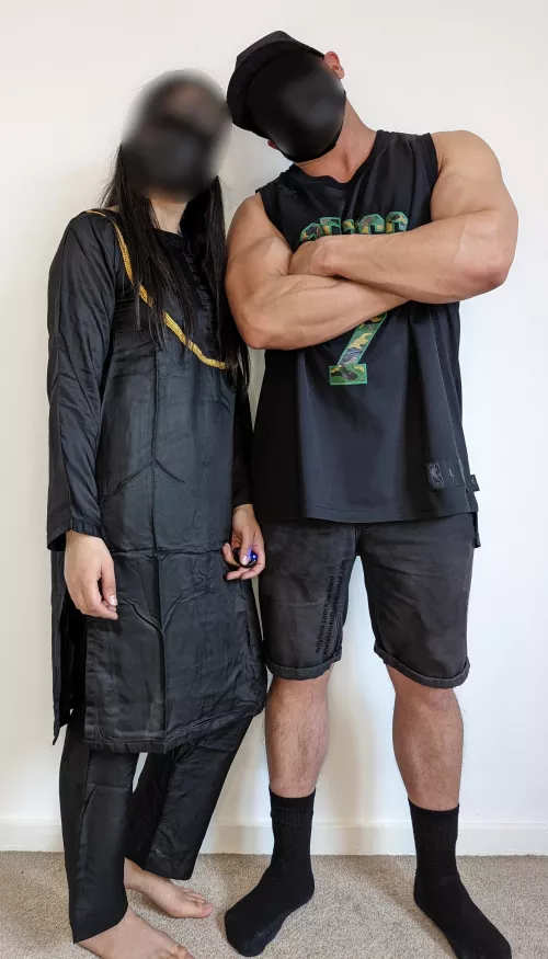 Me, and someones wife. We don't normally dress like this when we get together 😈💜