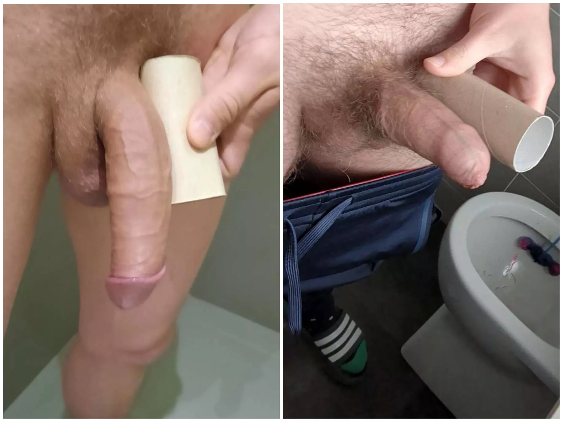 Me vs. kik:bilovebigcocks compared, my semi vs. his hard 😁 Damn I outsize him for good