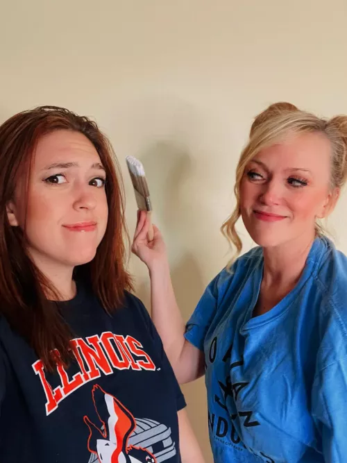 Mom and I painted our new studio in t shirts and undies… and a little less 😉😛