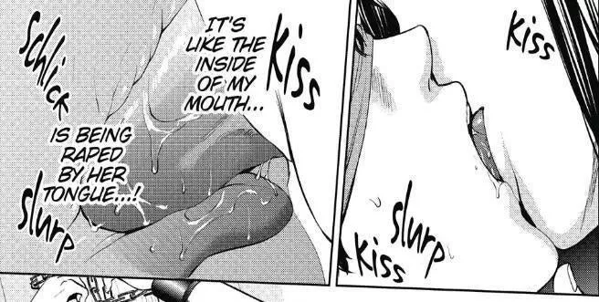 Mono: 1boy, 1girl, from side, head out of frame, black hair, close up, crop, French kiss, tongue out, saliva, face-to-face, x-ray/xray, blindfold, femdom, bondage, shackles, chain, arms up, bound wrists,  Mono: 1boy, 1girl, from side, head out of frame, black hair, close up, crop, French kiss, tongue out, saliva, face-to-face, x-ray/xray, blindfold, femdom, bondage, shackles, chain, arms up, bound wrists,