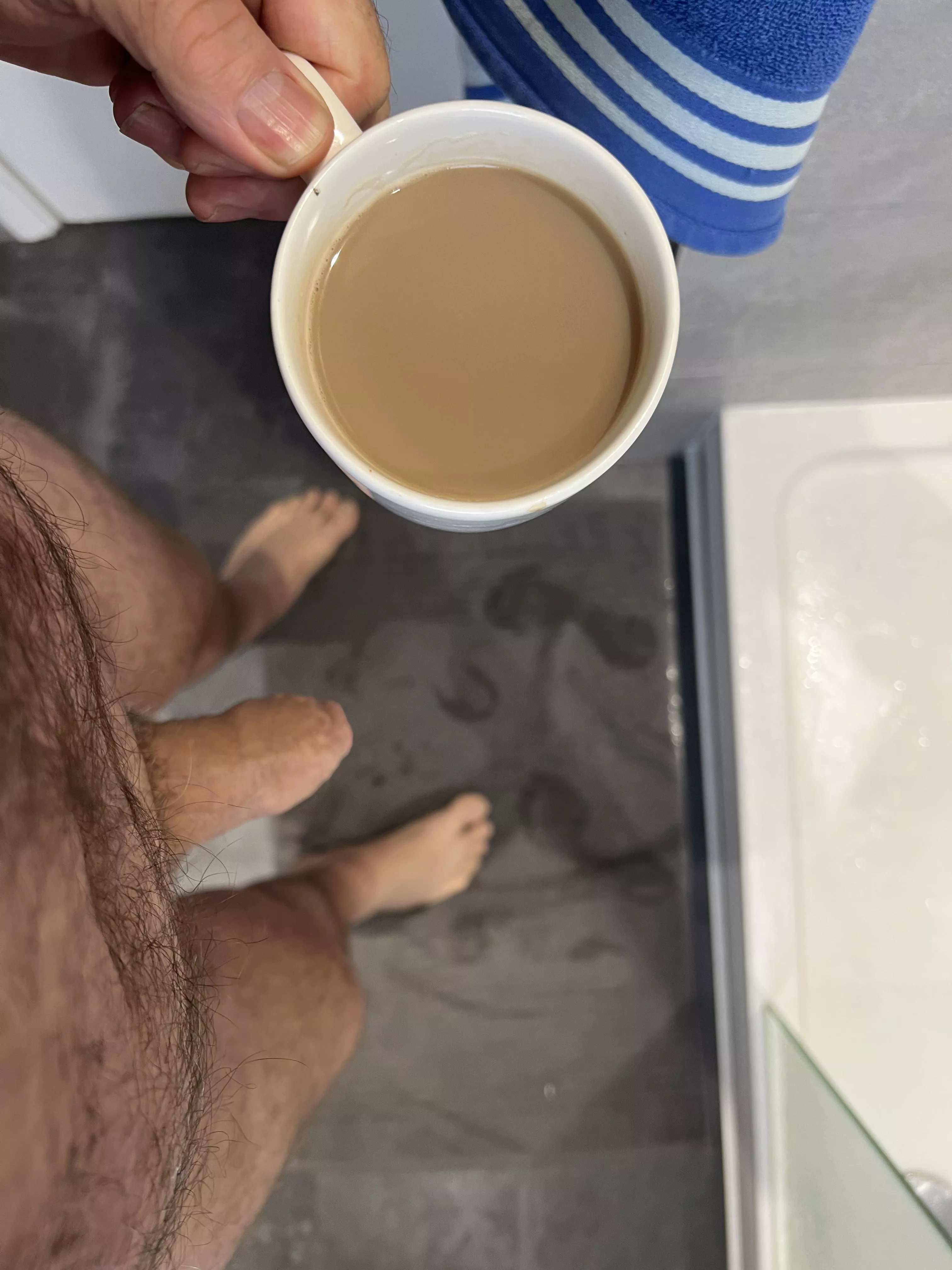 Morning shower… but first coffee.