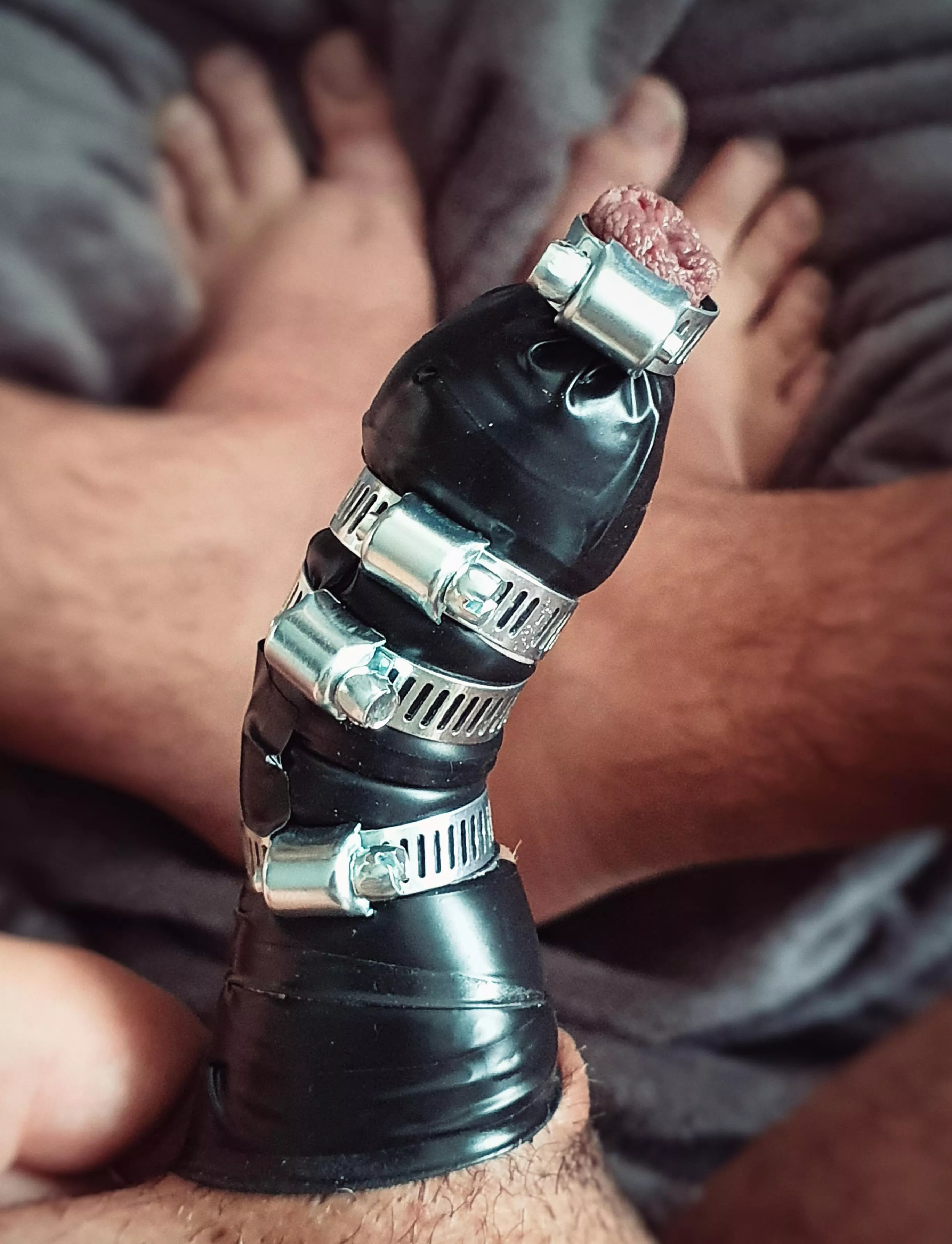 My black tape was reappeared. Now metal clamps have also been placed on my penis. It has become completely unusable. ￼