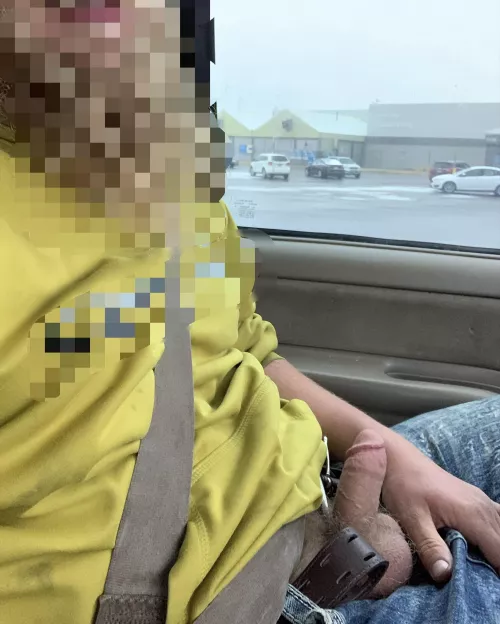 My boy stopped at the store while out driving.