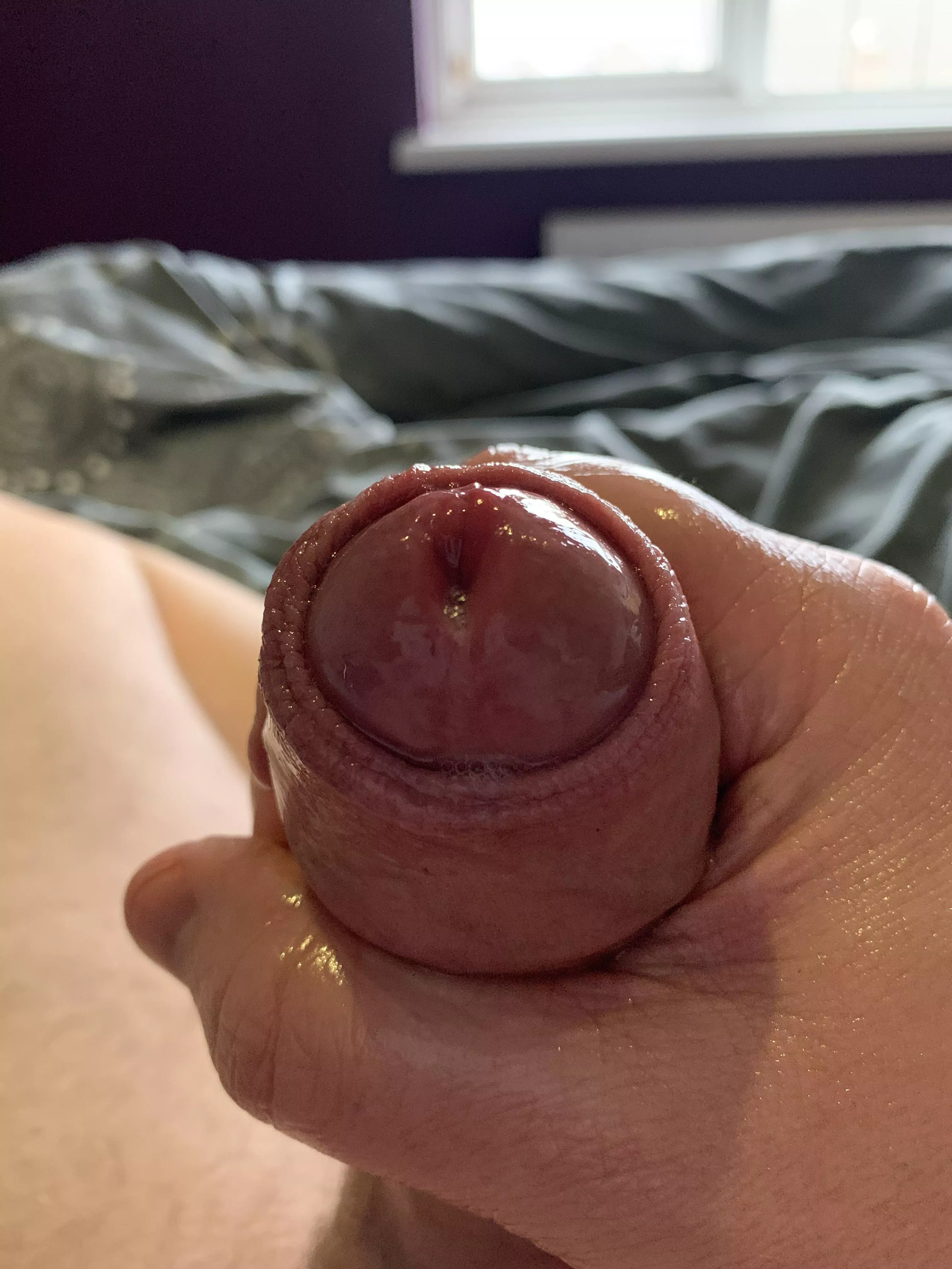 My cock glistening with precum as I edge. Who is going to let me cum? DM me