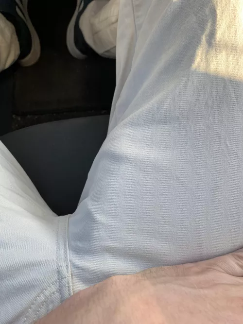 My hard white cock in white pants