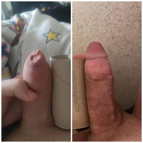 My inny little baby cock against a real man's cock~ please pm me to compare more I'm addicted