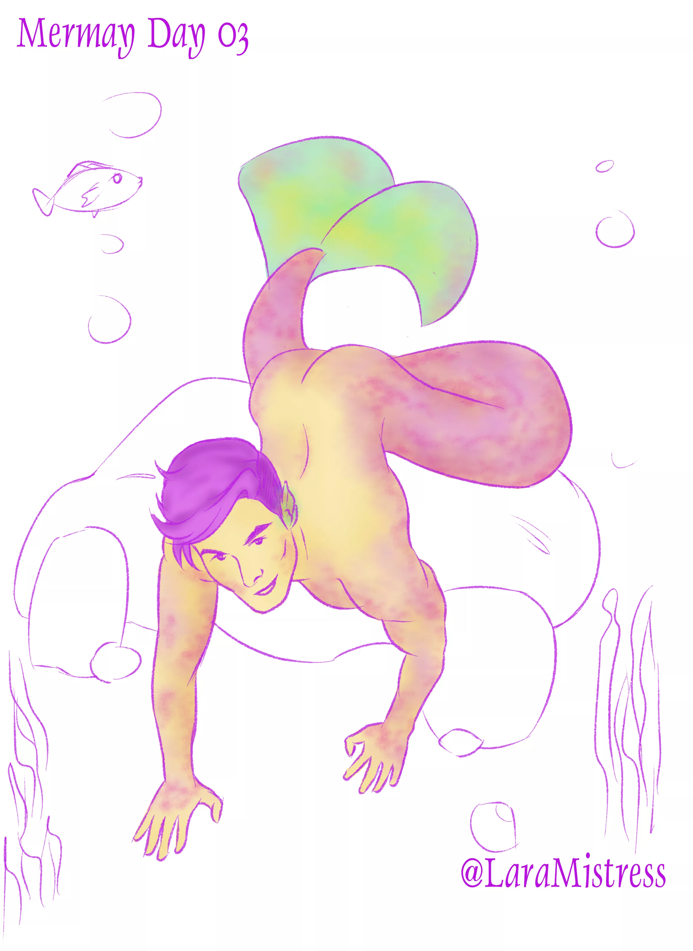 My sketch of a sexy merman (mermay challenge by me)