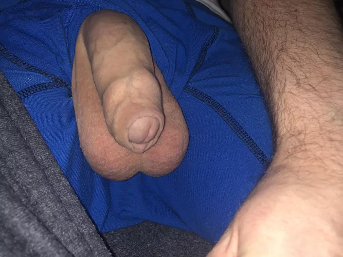 My soft uncut cock resting on my balls