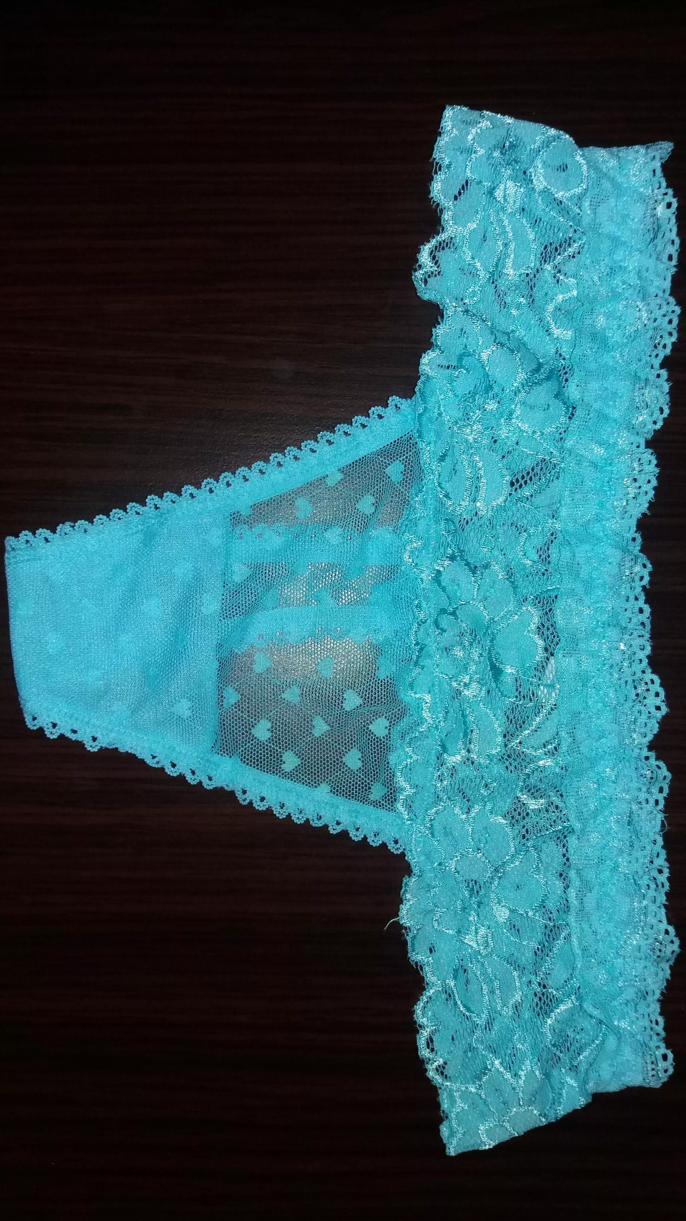 My young cousin's sexy thong, found in the room on the desk when I was at her party ;)