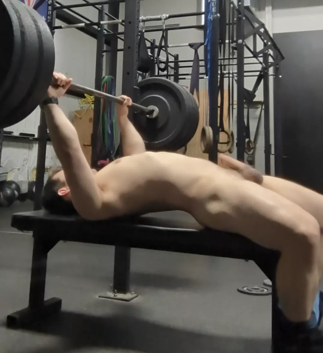 Need someone to sit on [M]y hips while I bench to keep them down
