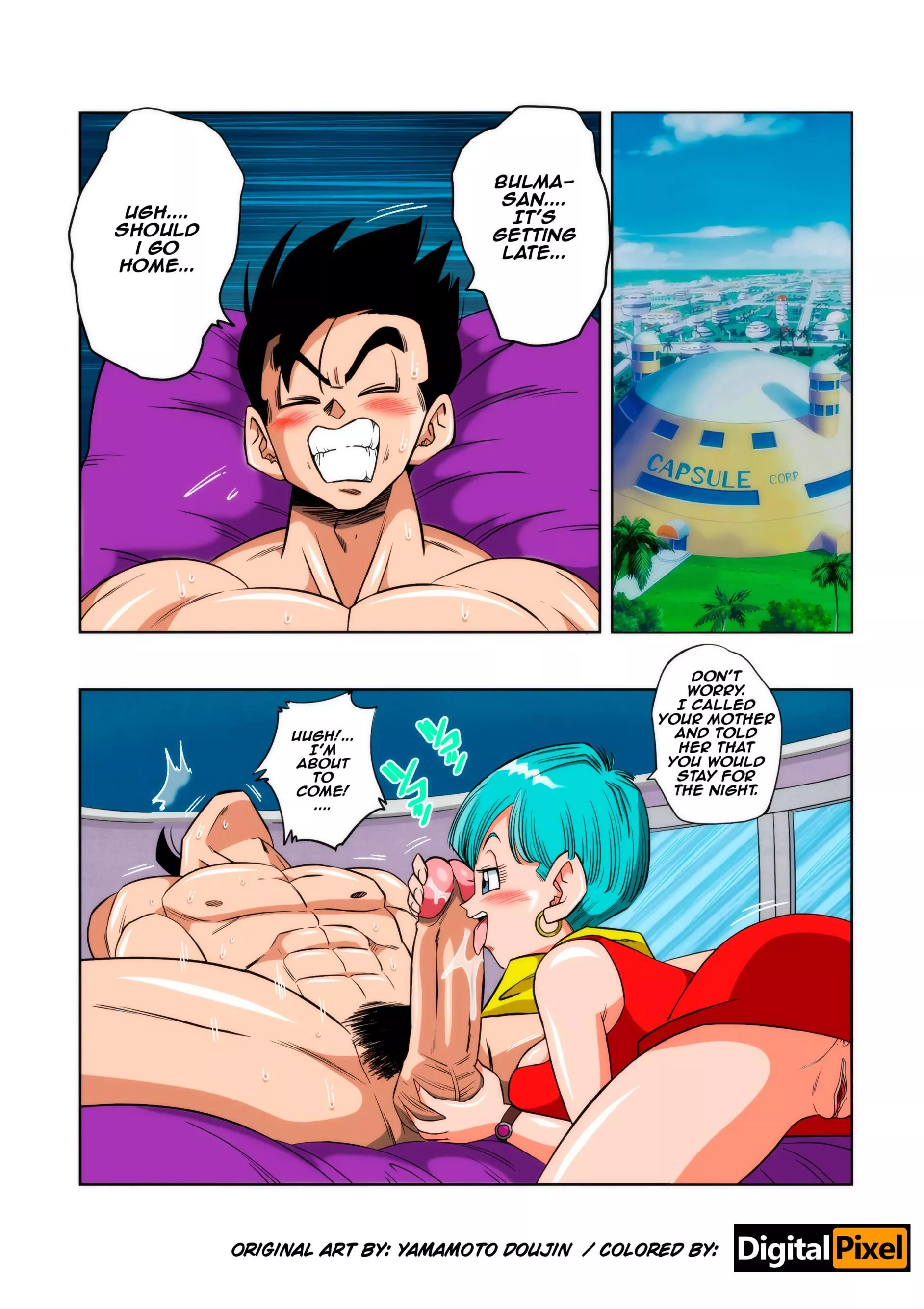 New Bulma color Edit 😋💦 B-B-Bulma? What are you hiding under your dress?😳 [Original art by: Yamamoto]-(Colored by me)
