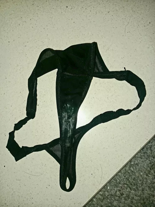 Nice black pussy stained thong
