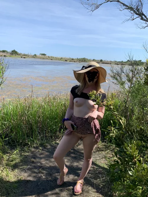 No bra or panties makes it easy to flash 😁