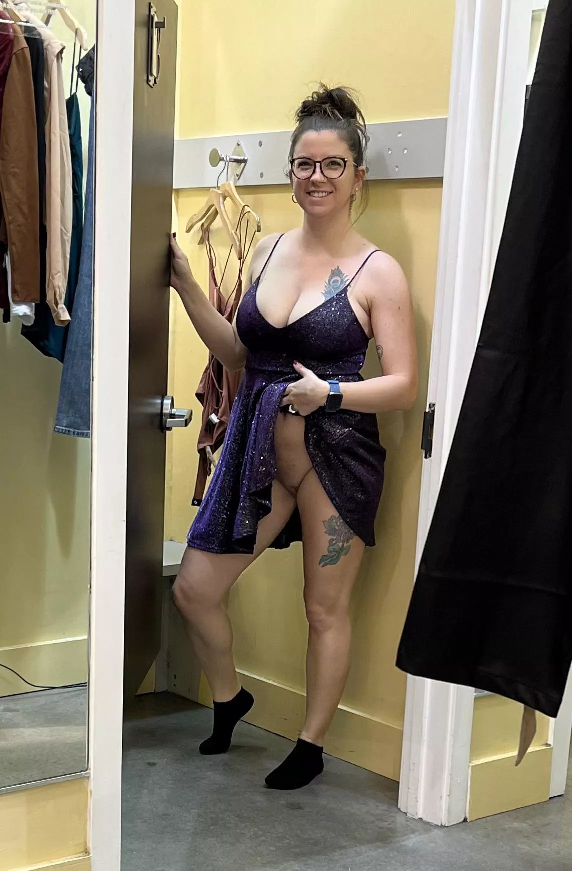 Oh, did you want to see the dress I’m trying on, or my pussy?