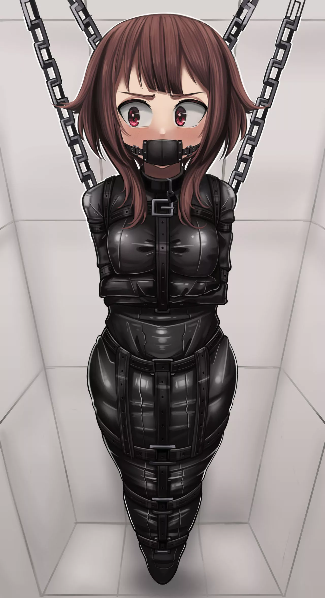 ok first off stop being so turned on! you're kidnapped and you don't know where you are... but this body suit is so tight and strict...s stay focused! we need to get out of here... maybe not right away though...