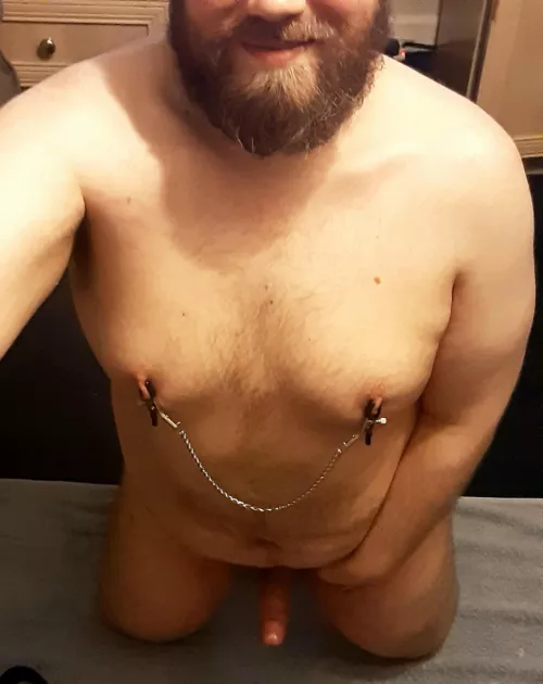 On my knees and very obedient... most of the time 😉