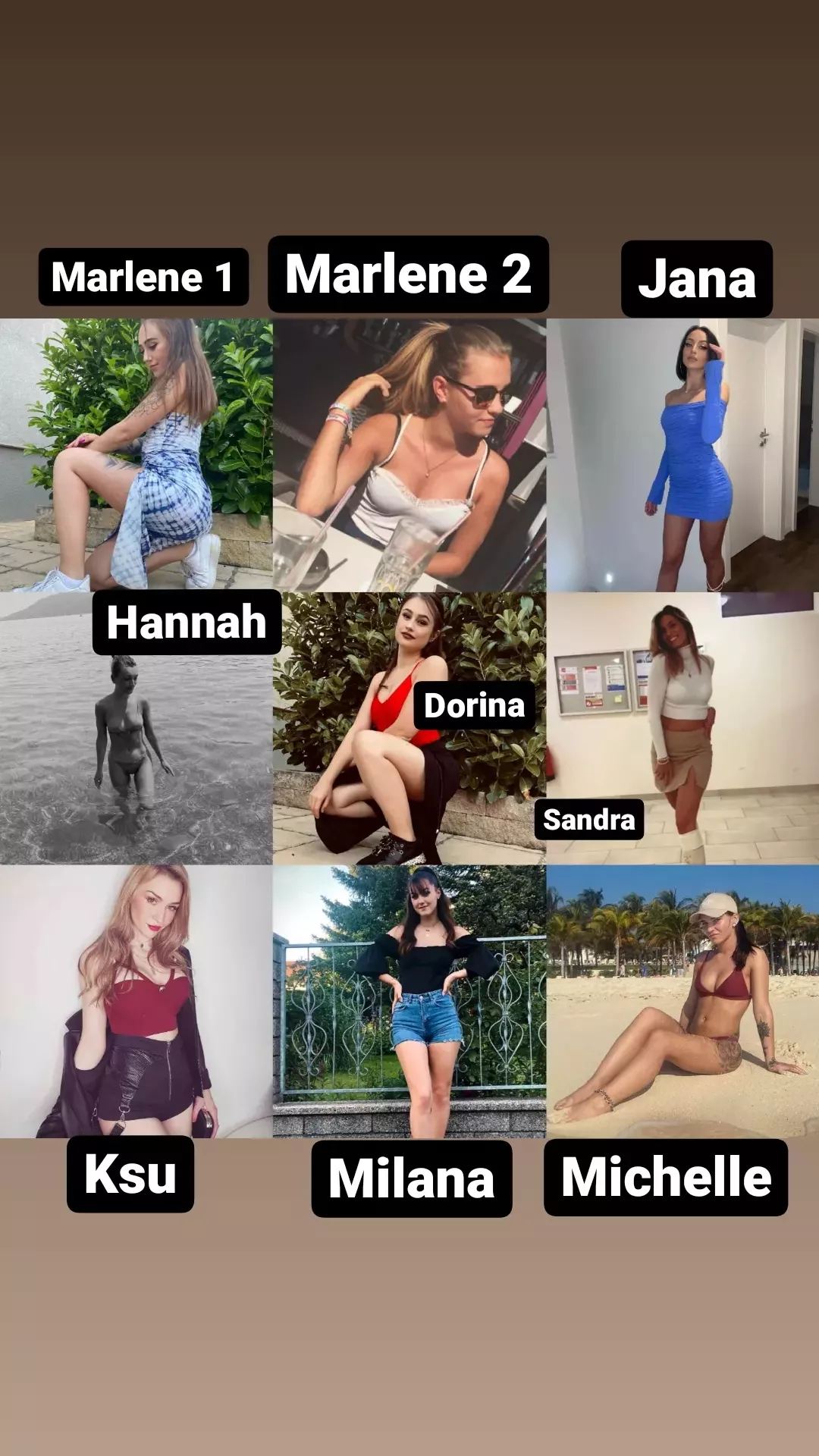 On which girl should i cum? 😏 Choose one and i send you more of her and take on pic which i should tribute 😏