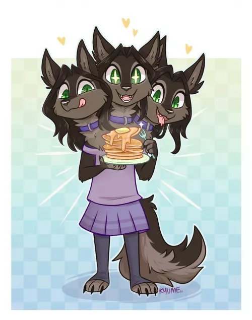 Pancakes! Recent gift commission I got to draw [art by me @kazunekomori on twitter]