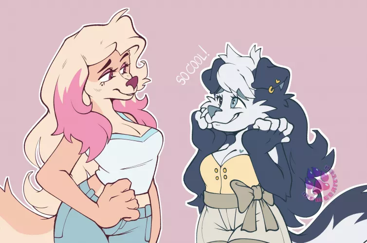 Piper meets Bea! (Art is mine, oc on the left belongs to @YamPuff_!)