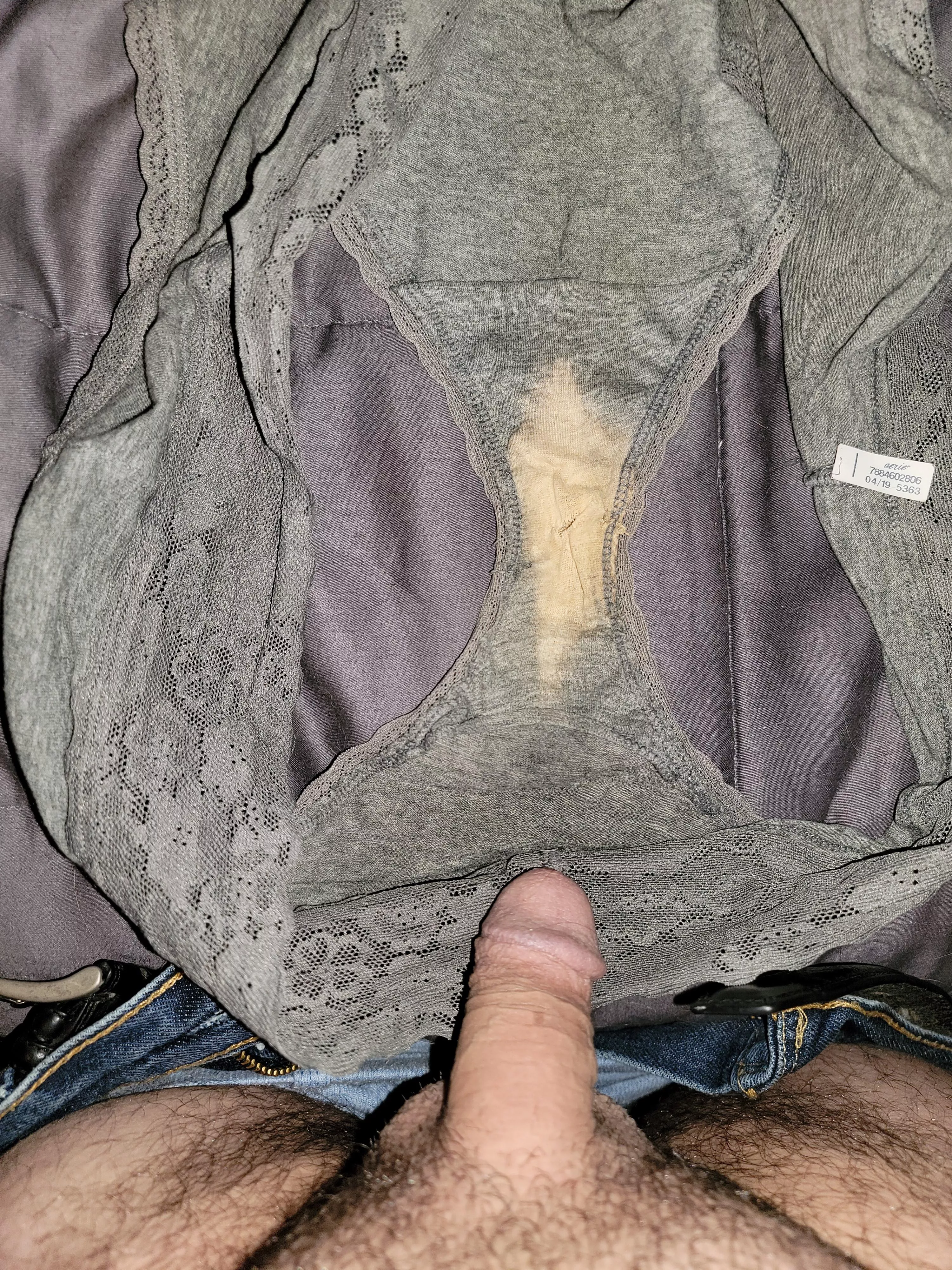 Playing with wife's dirty panties while she is away