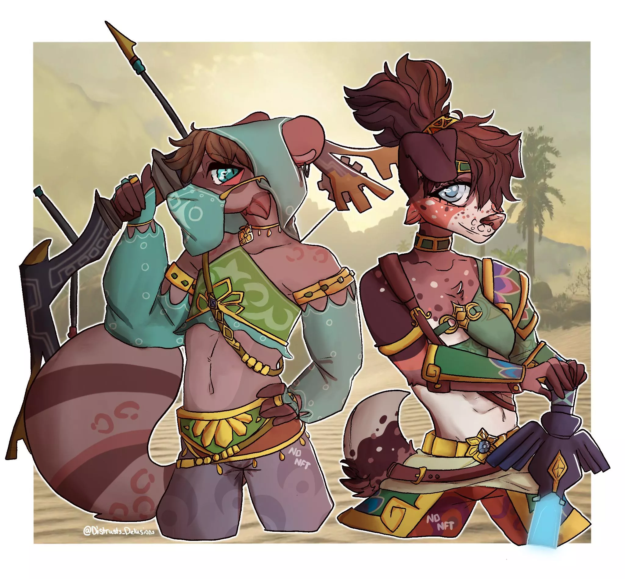 Pov: you trade outfits with your close friend to sneak into botw gerudo town together (art by me)