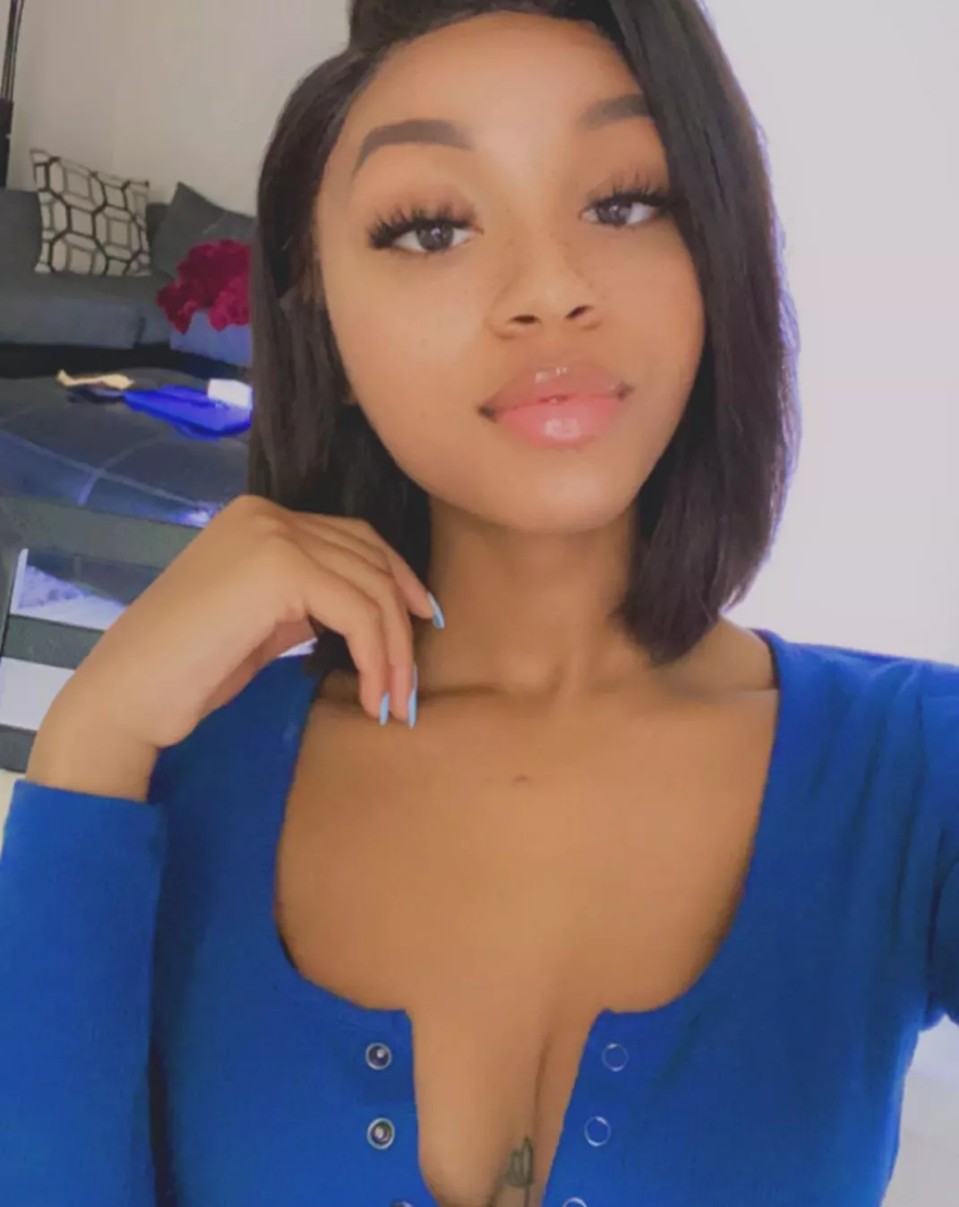 Put your big dick on her face and show me. dm me